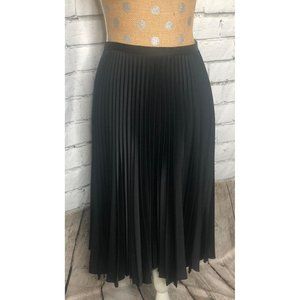 French Connection Black Satin Pleated Midi Skirt Women's 27" Waist UK 10 US S